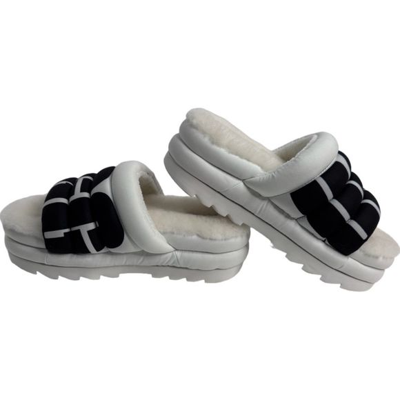 Ugg Maxi Slide Logo Platform In White Women's Size 8 NWT NO Box - Picture 9 of 16